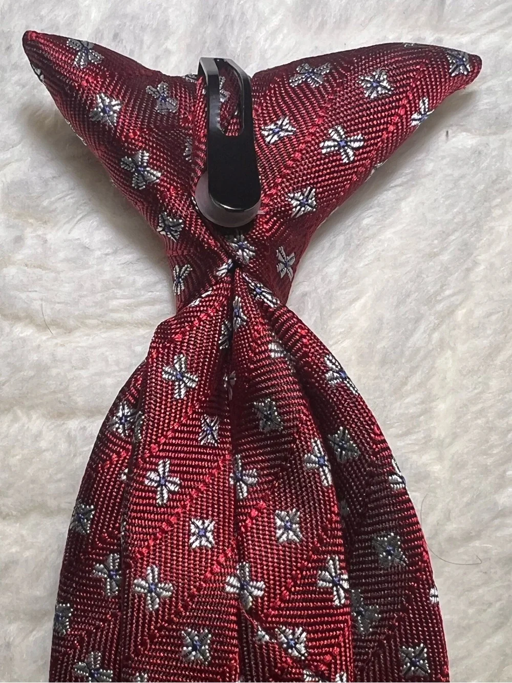 Men's Burgundy Patterned Silk Tie